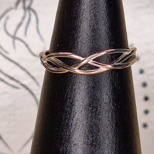 Bague Tresse aérée en argent 925, ajustable, au design ajouré d’inspiration elfique et bohème