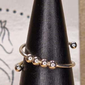 Bague Spinner (Anti Stress) en Argent Sterling 925, ajustable, au design rotatif apaisant et finition argentée brillante