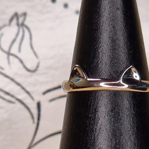 Bague Oreilles de Chat en Argent 925 ajustable, au design félin délicat et silhouette minimaliste