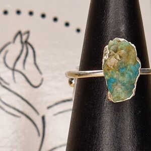Bague drusy turquoise en argent sterling 925, ajustable, au design texturé et éclat minéral naturel