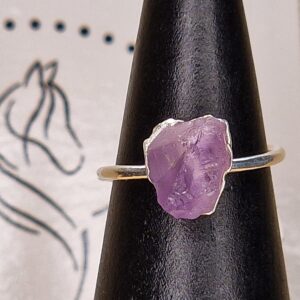 Bague drusy améthyste en argent sterling 925, ajustable, au design texturé et reflets violets scintillants